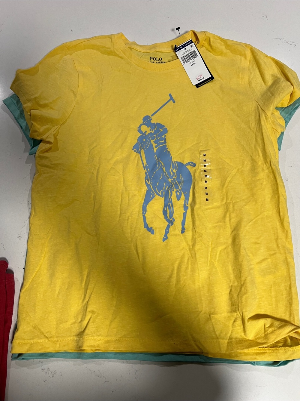 Polo by Ralph Lauren Short Sleeve Tee Trio - Aqua, Yellow, Red - Picture 3 of 5